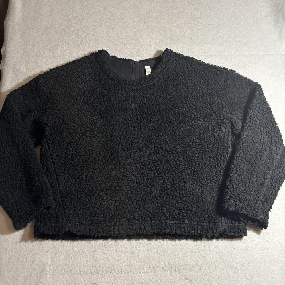 Lululemon Wool Whenever Sweater Women 8 Black Sherpa Fleece Long Sleeve Pullover